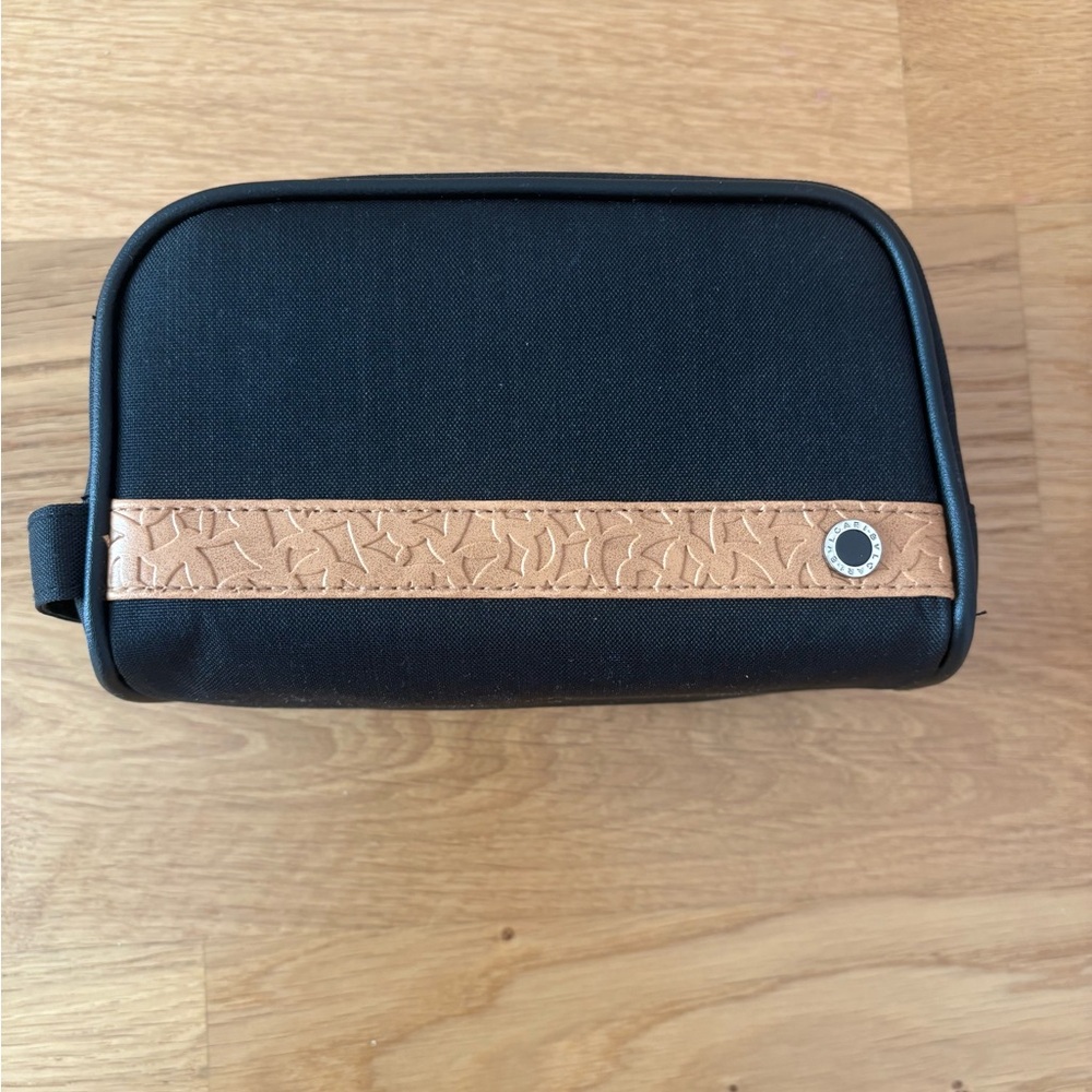 BVLGARI Black and Tan Cosmetics Bag